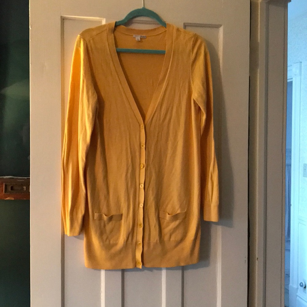 Halogen sz L mustard yellow tunic length cardigan
